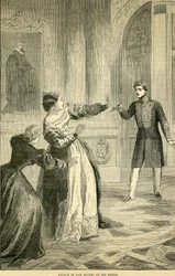 Attaque de Don Miguel sur sa sœur, tirée de Cassells Illustrated History of England, 1857-1858