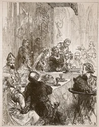 Banquet au mariage de Henri et Éléonore de Provence, illustration de Cassells Illustrated History of England