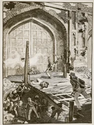 Explosion de la porte du Cachemire à Delhi, illustration de Cassells Illustrated History of England