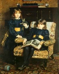 Ex-libris représentant des enfants lisant