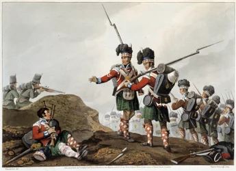 Bravoure dans "Anecdotes et incidents historiques, militaires et navals survenus aux armes de la Grande-Bretagne et de leurs alliés, se terminant à Waterloo" par Edward Orme. Ill. par Fry, Sutherland, Clark, Dubourg, W.Heart, JA, Atkinson... Éd. 1819, Lond