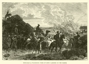 Brinjaras (une tribu nomade de porteurs gitans) en marche