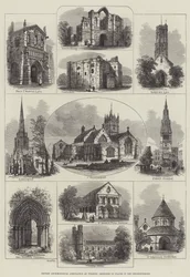 Association archéologique britannique à Wisbech, croquis de lieux dans les environs (gravure)
