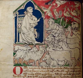 CCA-LitMs/D/10 fol. 7v Adam, du Bestiaire