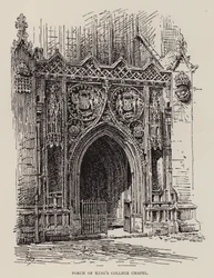 Cambridge : Porche de la chapelle du King