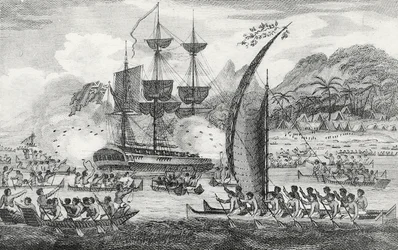Le capitaine Wallis attaqué par les Indiens