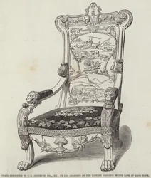 Chaise offerte à C B Adderley, Esquire, MP, par les colons de la province orientale du Cap de Bonne-Espérance (gravure)