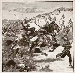 Charge des Écossais à Homildon Hill, illustration de Cassells Illustrated History of England