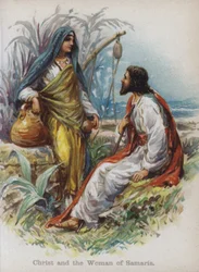 Christ et la femme de Samarie (chromolithographie)
