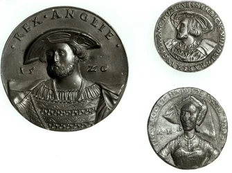 Pièces de monnaie représentant Henry VIII et Anne Boleyn