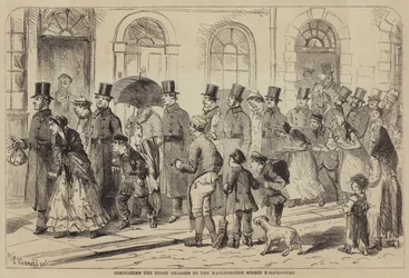 Conduite des charges nocturnes au tribunal de police de Marlborough Street (gravure)