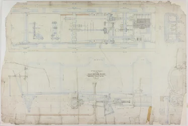 Dessin de construction pour la locomotive 2-2-2 par R. & W. Hawthorn & Co. pour la Great Northern Railway Co.