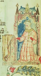 Cott Nero D VII f.7 Portrait de John de Gaunt, Duc de Lancastre, du Livre des bienfaiteurs de l