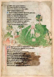 Cotton Ms Tiberius A vii fol.44 Démons apportant un trésor à un magicien