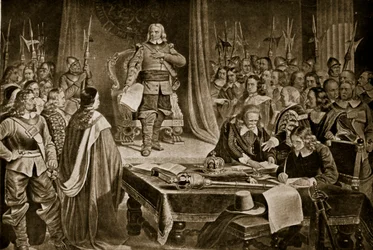 Cromwell refusant la couronne, illustration de Hutchinsons Story of the British Nation, c.1923