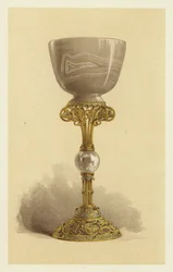 Coupe ou calice en onyx oriental monté en or émaillé