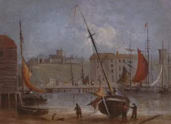 Château et port de Douvres, vers 1830