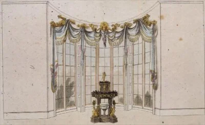 Rideau de fenêtre de salon et jardinière, planche 101 de l