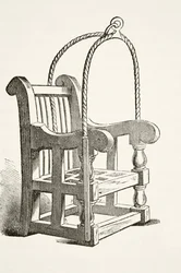 Chaise à bascule utilisée au XVe siècle, tirée de « The National and Domestic History of England » de William Hickman Smith Aubrey (1858-1916), publiée à Londres, vers 1890