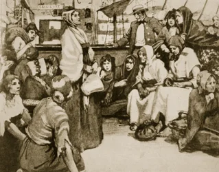 Elizabeth Fry parlant aux prisonniers sur un navire de condamnés