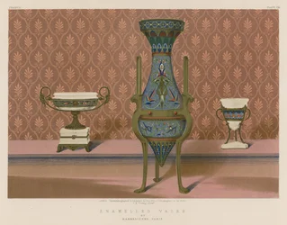 Vases émaillés par Barbedienne, Paris (chromolitho)