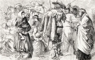Protestants anglais noyés par des catholiques irlandais pendant la rébellion irlandaise de 1641, vers 1865
