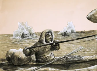 Esquimaux sur la mer glacée
