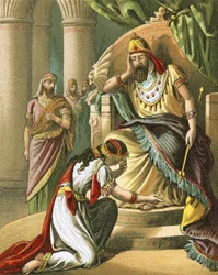 Esther supplie le roi Assuérus de révoquer son décret contre les Juifs