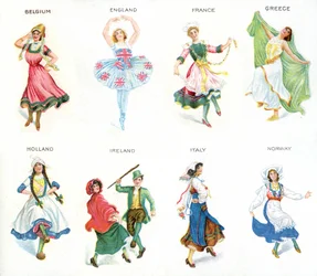 Danseurs européens, cartes de cigarettes, 1915