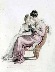 Robe de soirée ou de cérémonie, planche de mode du Repository of Arts d