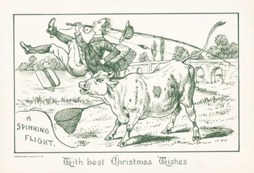 Pêcheur jeté par un taureau, Carte de Noël