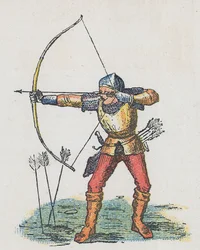 Archer à pied avec un long arc