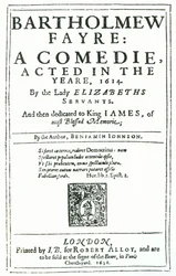 Frontispice de Bartholomew Fayre: A Comedie par Benjamin Jonson (15723-1637) 1631