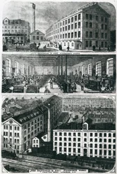 Vue générale des ateliers de pianos John Brimsmead & Sons, Grafton Road, Kentish Town, Londres (gravure)