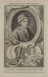 George Frideric Handel, gravé pour le Universal Magazine, vers 1760