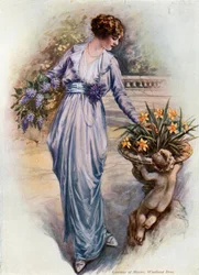 Fille cueillant des fleurs