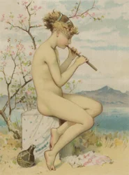 Fille jouant de la flûte à bec