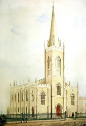 Église des Commissaires gothiques, aquarelle de présentation, vers 1825