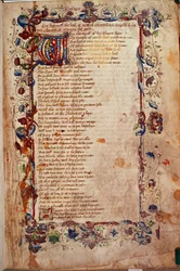 Harley 1758, fol.1, Le Prologue, de 