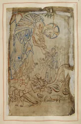 Descente aux enfers, du "Tiberius Psalter", Cotton MS Tiberius C VI, f.14 , c.1050