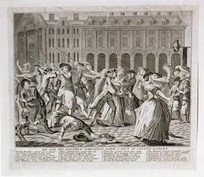 Lui et ses compagnons ivres provoquent une émeute à Covent Garden, 1735