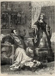 Henri VIII et la reine Catherine Parr (1512-1548) - gravure de l