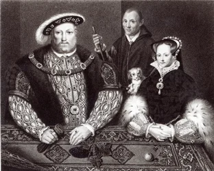 Henri VIII, sa fille la reine Marie et Will Somers, d