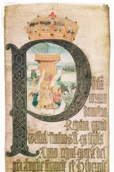 Initiale illuminée, Coram Rege Rolls