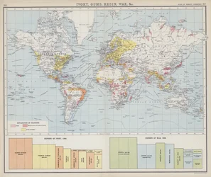 Ivoire, gommes, résine et cire, etc.
