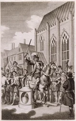 Rébellion de Jack Cade en 1450 : Cade se déclare Seigneur de la ville de Londres à London Stone, Cannon Street, vers 1770
