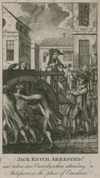 Jack Ketch arrêté et placé en détention (gravure)
