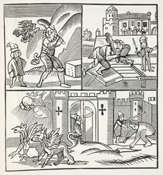 Jack et les Géants, illustration de Chap-books du XVIIIe siècle par John Ashton, pub. 1882