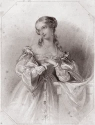 Juliette (Roméo et Juliette) - dans - "Galerie des femmes de Shakespeare, collection de quarante-cinq portraits sérieux par les premiers artistes de Londres, enrichie de notices critiques et littéraires" vers 1838