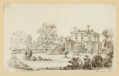 Jardins du palais de Kensington ; daté du 27 août 1857 (encre sur papier)
